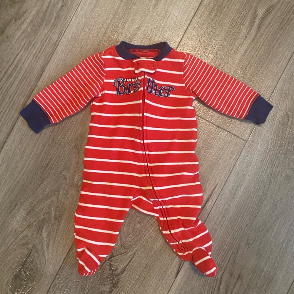 Carter's Red and White Striped Footie